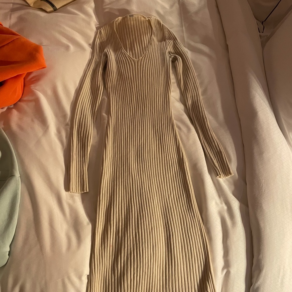 Wolford Ribbed Merino wool dress in Ecru